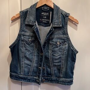 Silver Jeans Co denim sleeveless cropped jacket Size L